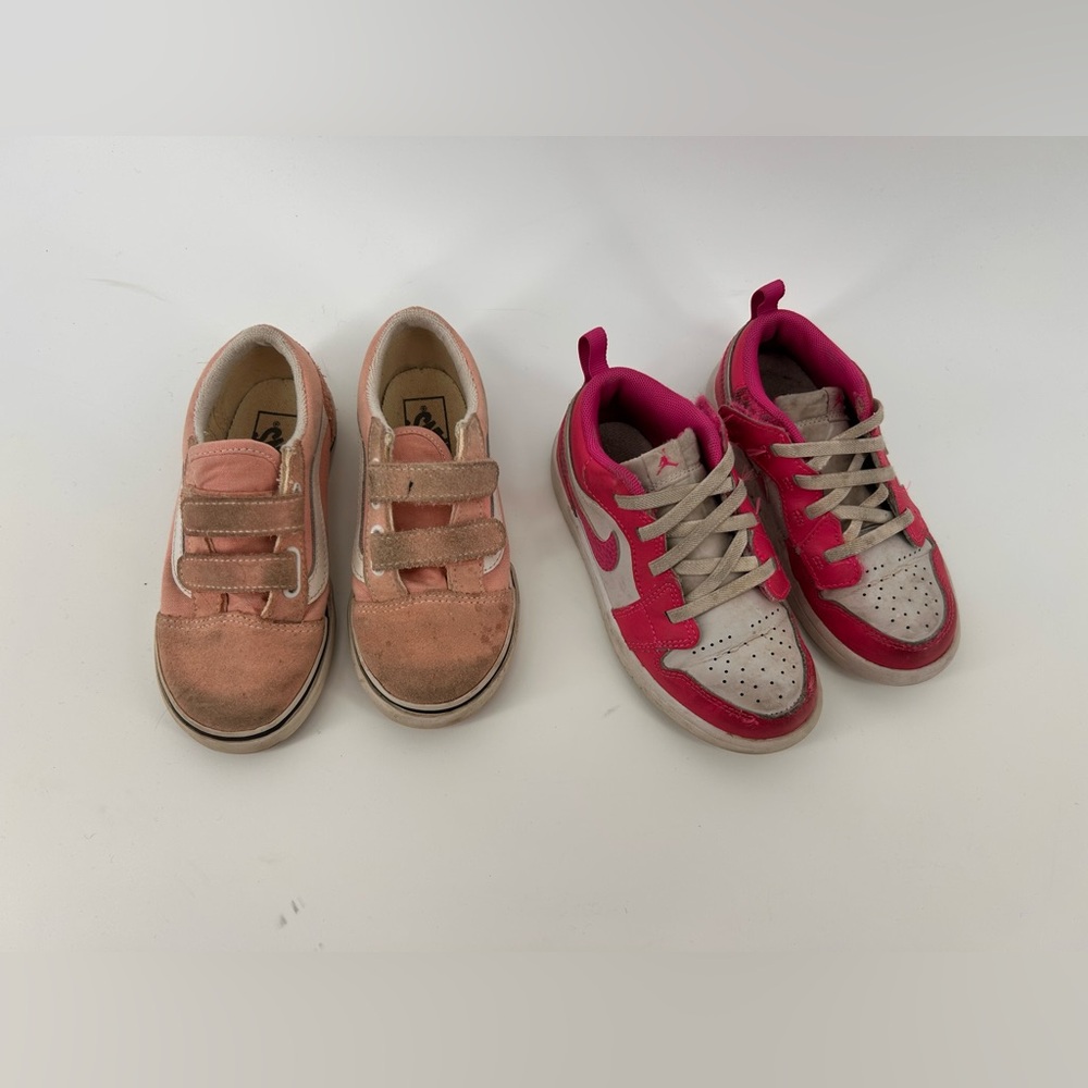 Lot Of 2 Vans Nike Air Jordan Pink Fuschia Toddler Sneakers Size 10 Need Work